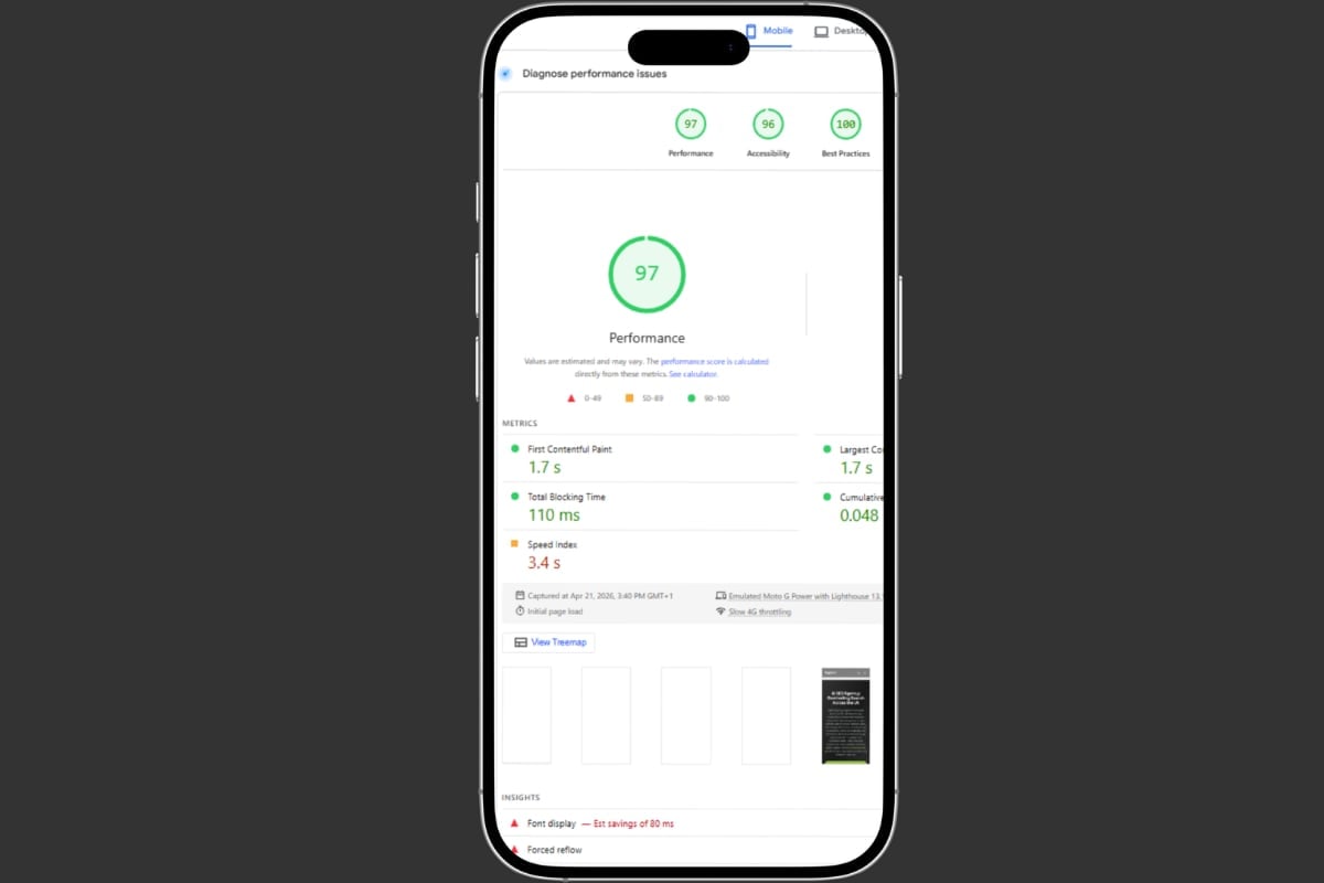 Technical SEO and Core Web Vitals optimisation on mobile